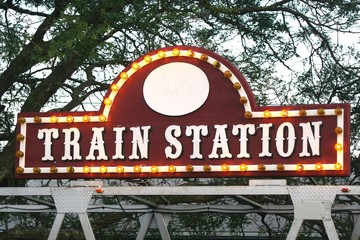 amusement park train station sign