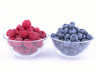 blueberries and raspberries