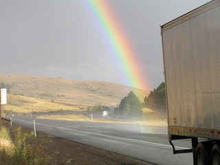 truck and rainbow