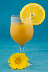 orange nectar on blue