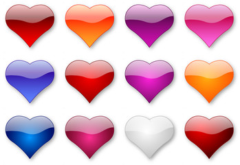 coloured aqua hearts