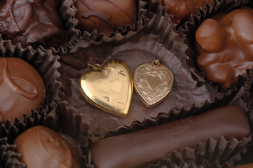 chocolate and gold hearts
