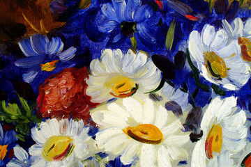 flowers painting in macro texture