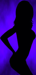 woman silhouette blue smoke