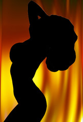 woman silhouette flames