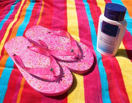 flip flops and sunscreen