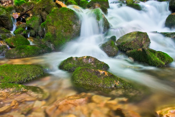 Fototapeta na wymiar kremowy Wodospad w lasach Macedonii