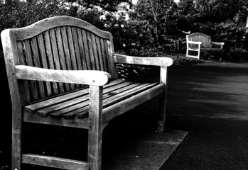 black and white bench