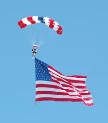 Tuinposter skydiver with american flag © Clarence Alford