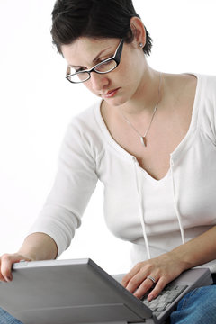 young lady is online