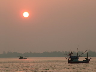 bateaux, golfe de siam, thailande