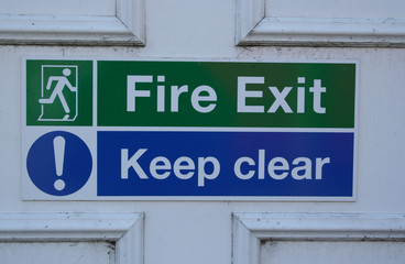fire exit keep clear sign