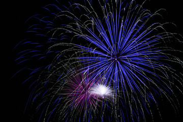 bright blue fireworks