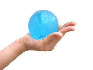 woman hand with globe