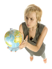 woman with globe