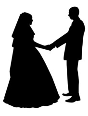 silhouette of newly-weds