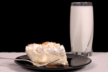 pineapple coconut cream pie and milk
