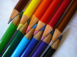 tips of colored pencils