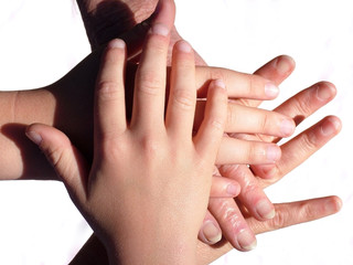 three generations of hands