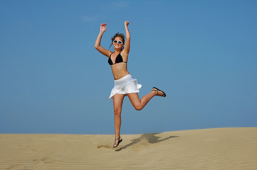 jumping in the desert