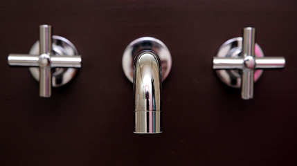 stunning, shiny brand new taps in bathroom - obrazy, fototapety, plakaty
