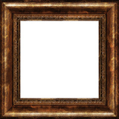 antique rustic dark golden picture frame isolated