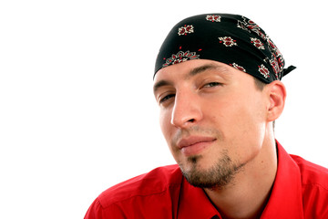 man with headscarf