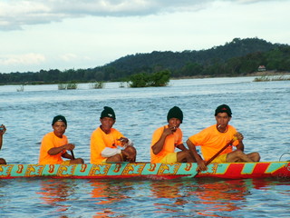 Obraz premium course de bateaux, laos