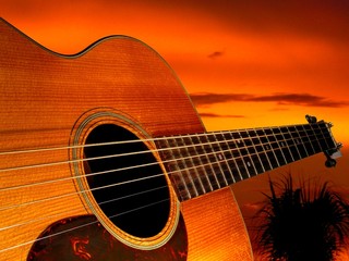 guitar sunset