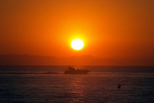 beautiful morning sunrise in roquetas del mar in spain
