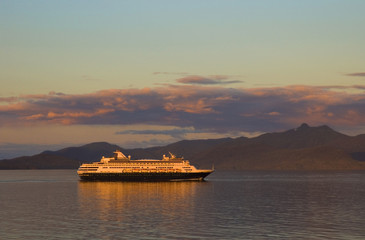 ship during sunset