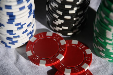 poker chips on a table