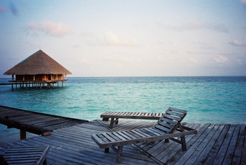  hut at maldives - obrazy, fototapety, plakaty