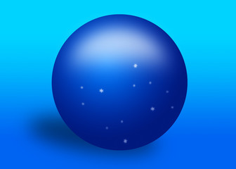 blue crystal ball with stars