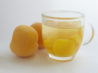 peach compote and gold peaches