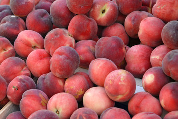 etal de pêches au marché
