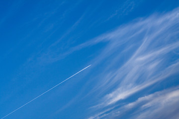 inversion trace in blue sky