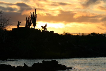 sunset over galapagos islands