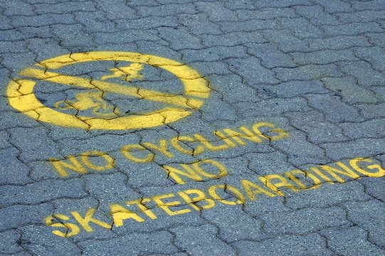 no cycling or skateboarding