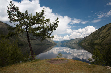 view on siberian mountain  lake