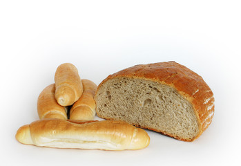 rolls and bread / isolated on white