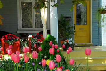 house porch with flowers