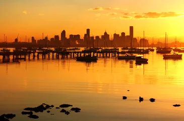Foto auf Acrylglas Goldene Morgendämmerung über Melbourne © robynmac