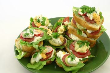 fresh sandwich put together on plate