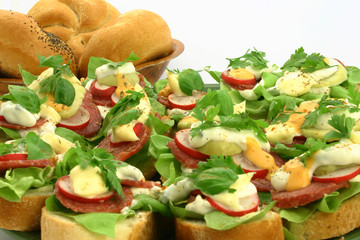 close up at fresh sandwiches