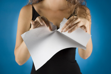 businesswoman tears contract