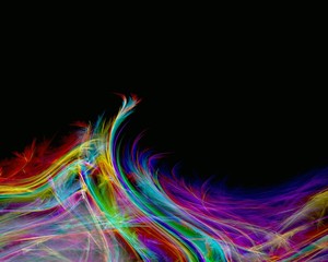 black background with rainbow leafs