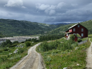 Fototapeta na wymiar dom w górach - Norwegia