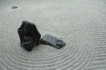detail from a japanese rock garden in kyoto, japan