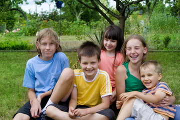 children in garden